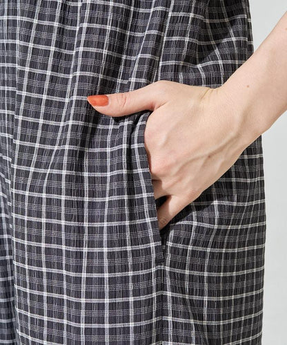 格紋紐扣連體褲