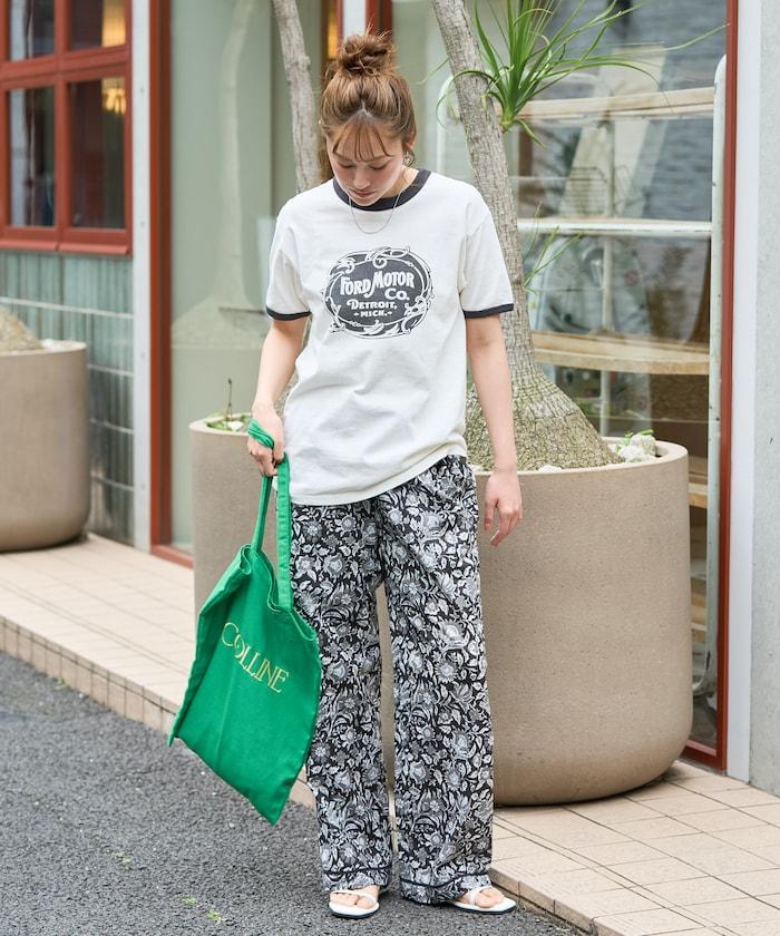 印度花卉印花 鬆緊設計 休閒褲