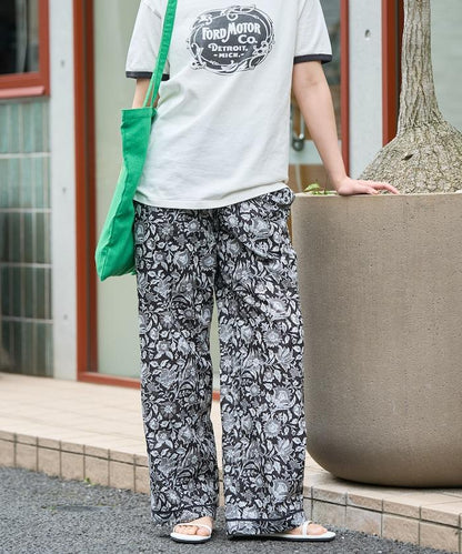 印度花卉印花 鬆緊設計 休閒褲