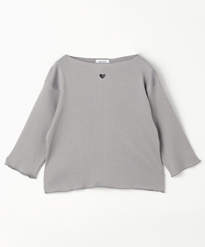 心形刺繡 五分袖 純棉 羅紋上衣 T Rib T-shirt a‑T01