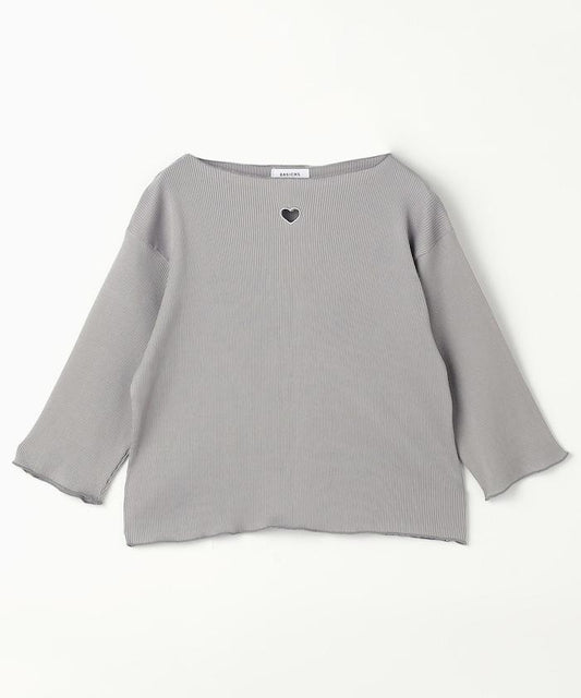 心形刺繡 五分袖 純棉 羅紋上衣 T Rib T-shirt a‑T01