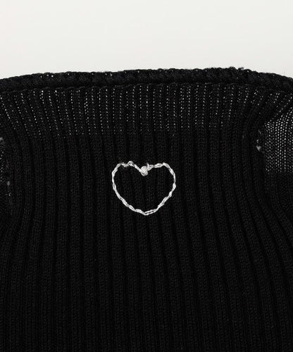 心形刺繡 五分袖 純棉 羅紋上衣 T Rib T-shirt a‑T01