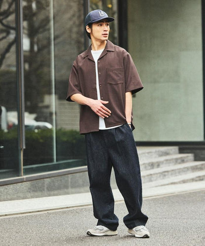 速幹亞麻風 寬鬆版型 開領 短袖襯衫（新色）