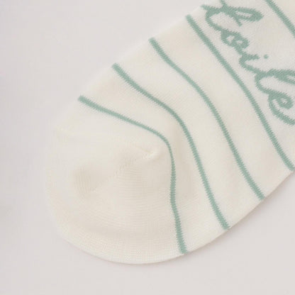 狗刺繡條紋設計短筒襪