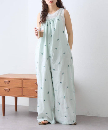 Aguni 刺繡吊帶連體褲