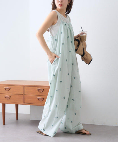 Aguni 刺繡吊帶連體褲