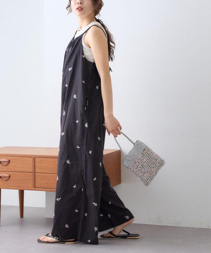 Aguni 刺繡吊帶連體褲