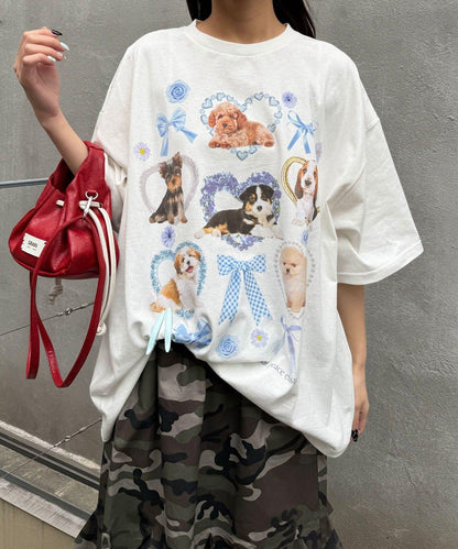 犬貓兔圖案 寬鬆 T恤