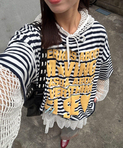 超大版型 條紋標誌 Tee T恤