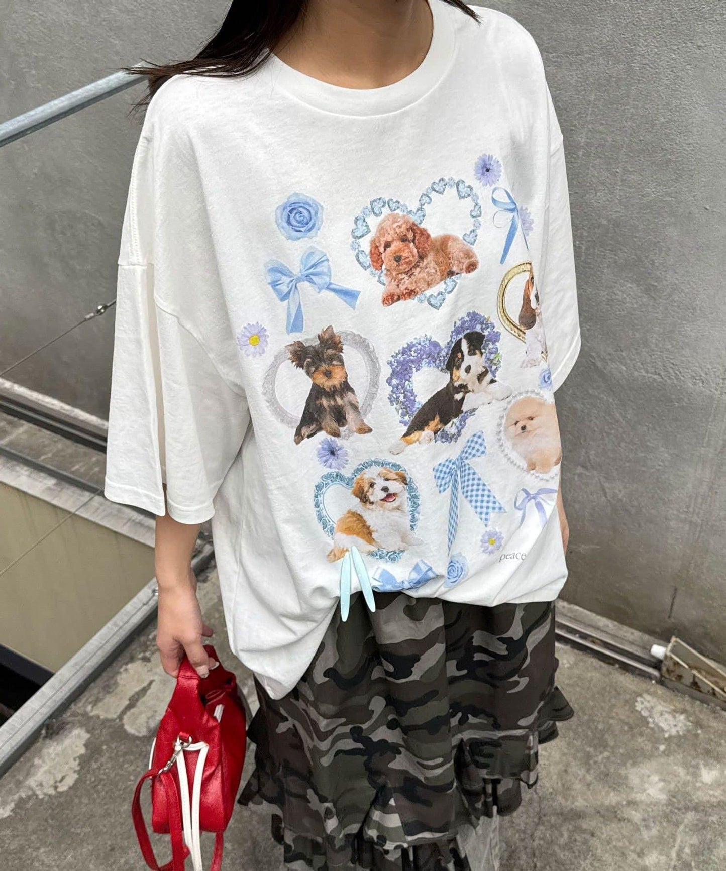 犬貓兔圖案 寬鬆 T恤