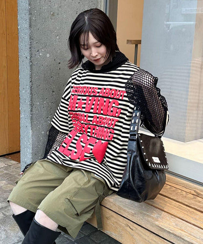 超大版型 條紋標誌 Tee T恤