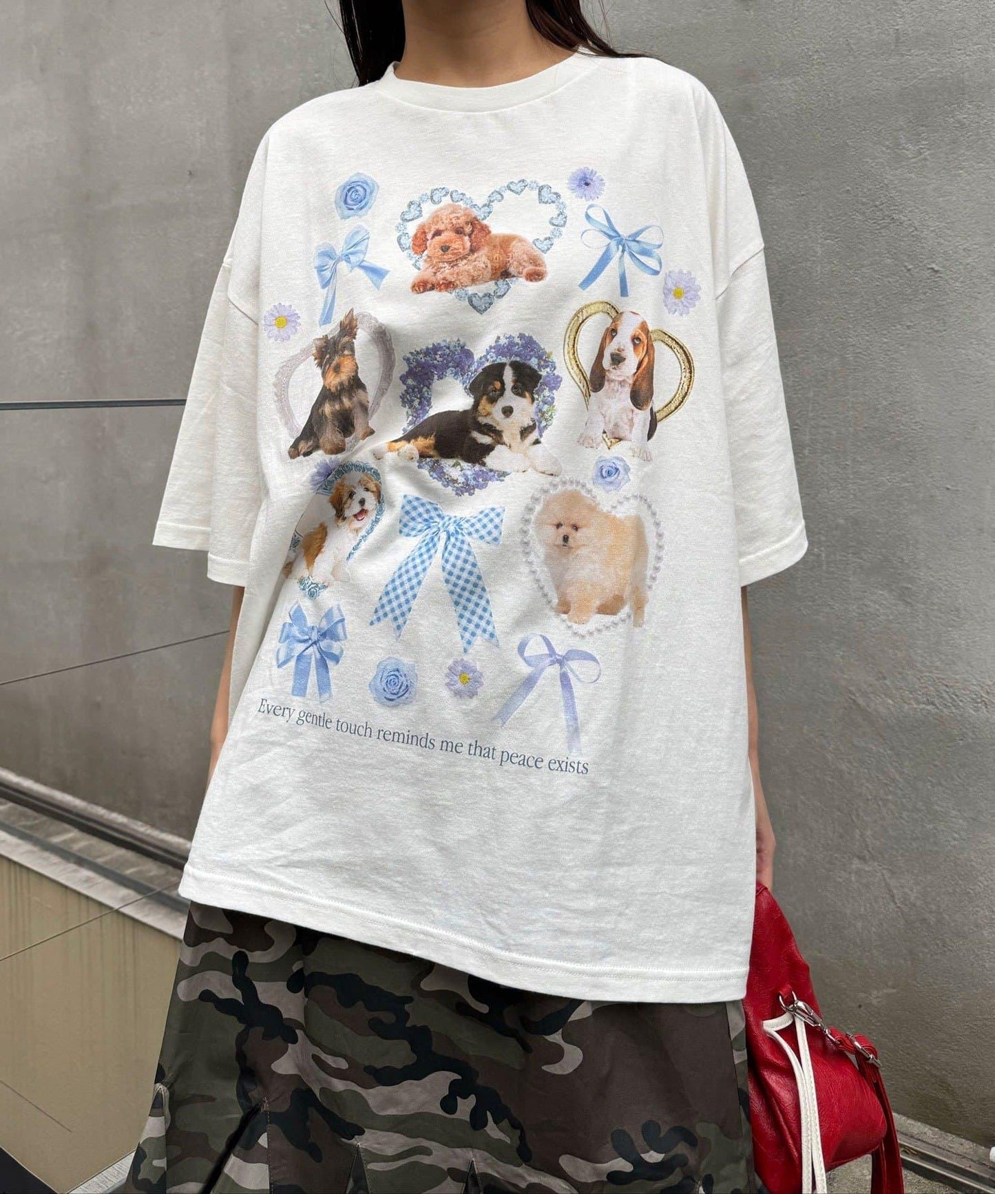 犬貓兔圖案 寬鬆 T恤