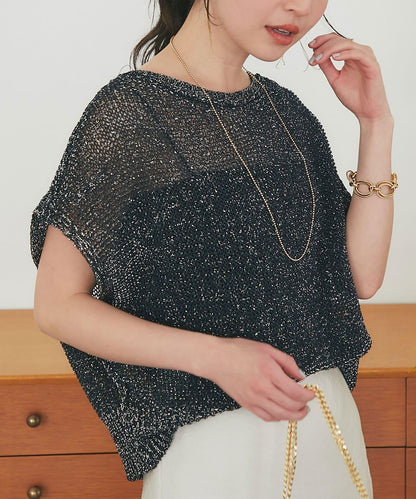 亮絲平紋抽針法式袖針織上衣（復刻款·新色）