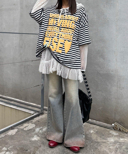 超大版型 條紋標誌 Tee T恤