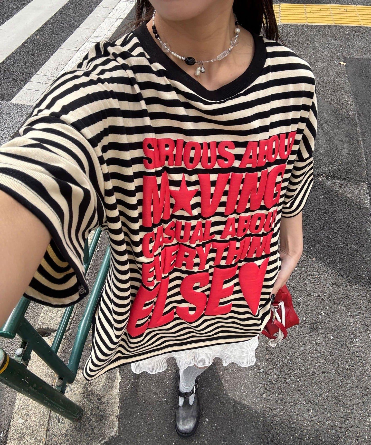 超大版型 條紋標誌 Tee T恤