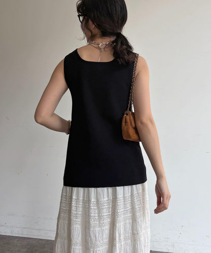 方領 前排扣 針織 背心