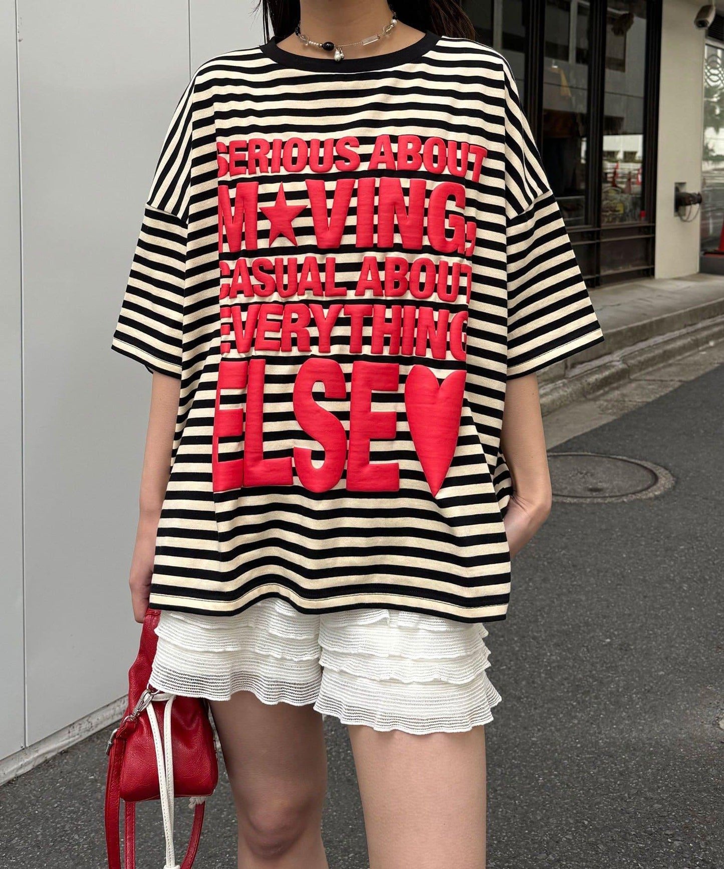 超大版型 條紋標誌 Tee T恤