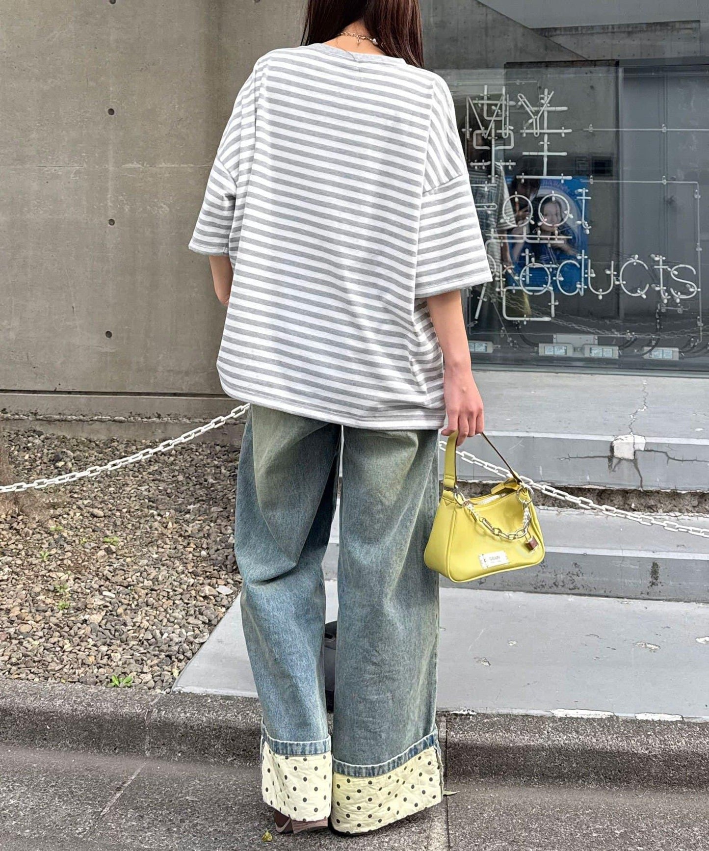 超大版型 條紋標誌 Tee T恤
