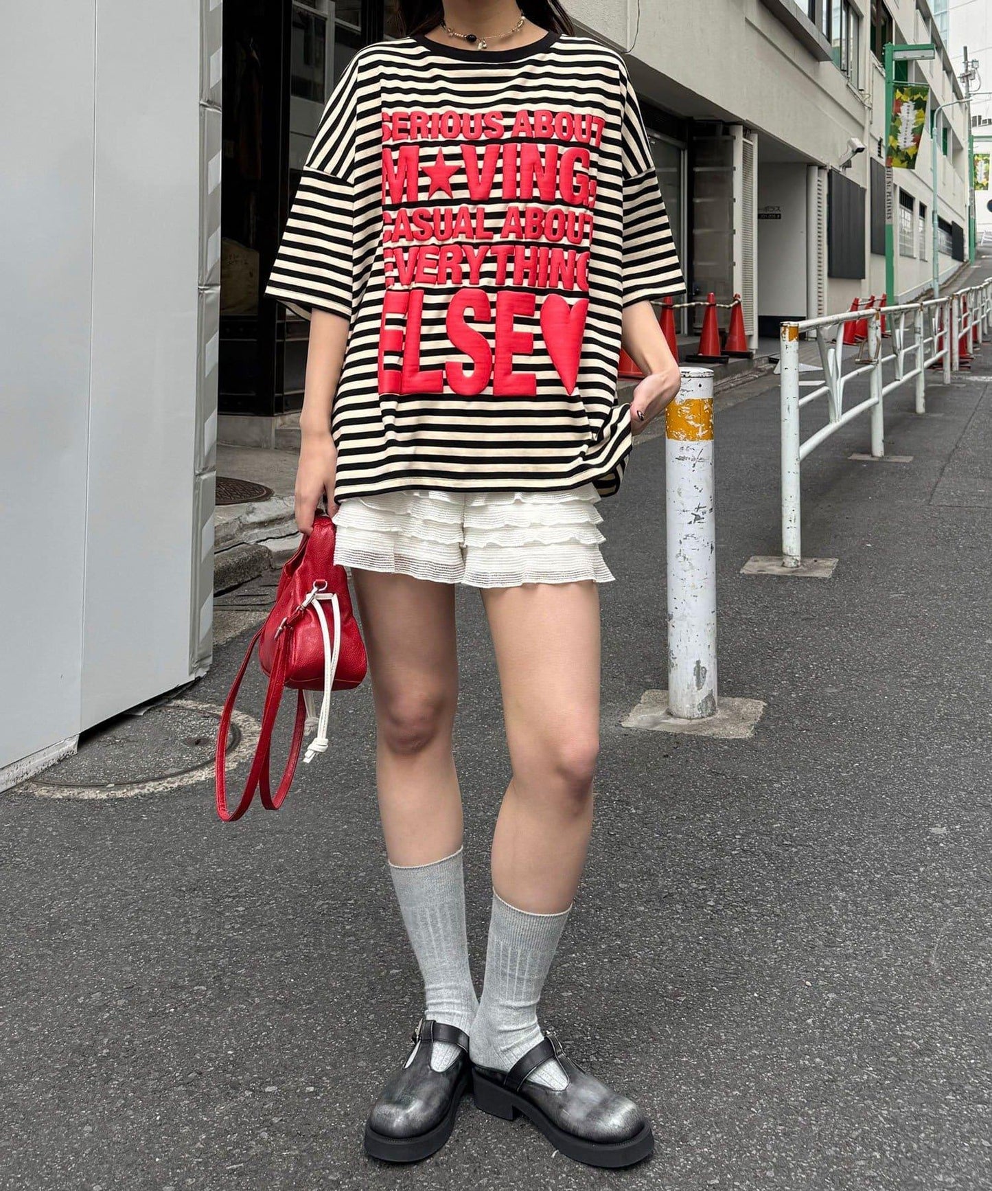 超大版型 條紋標誌 Tee T恤