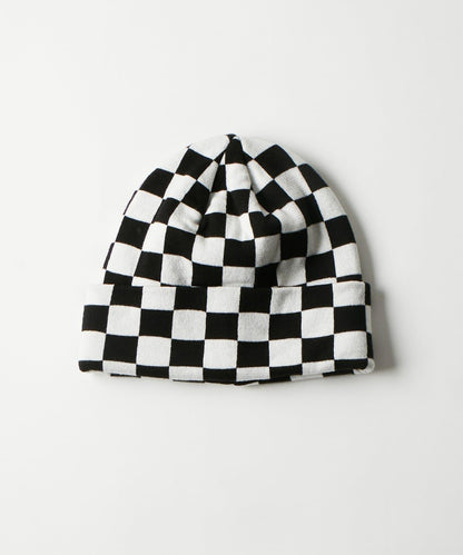 棋盤格針織帽