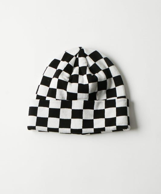 棋盤格針織帽