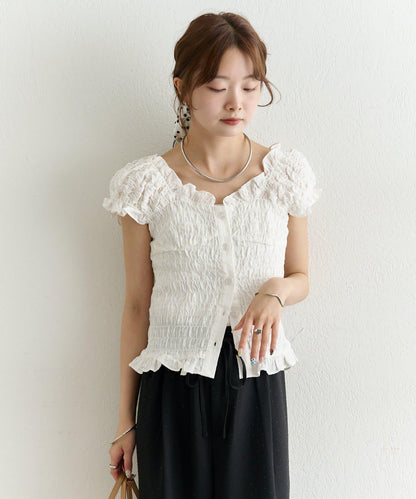 法式抽褶設計襯衫