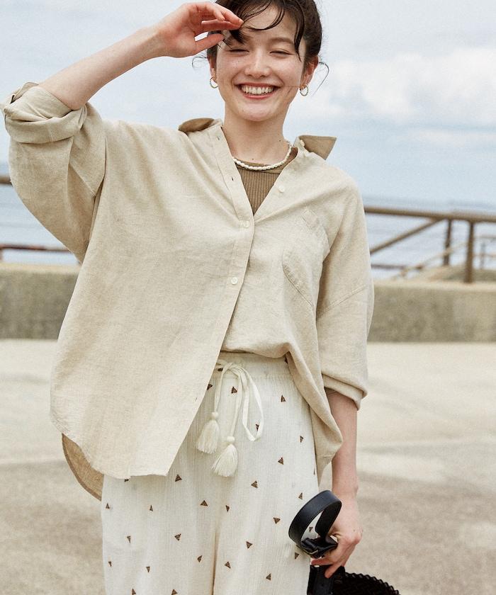 亞麻混紡 可成套搭配 襯衫