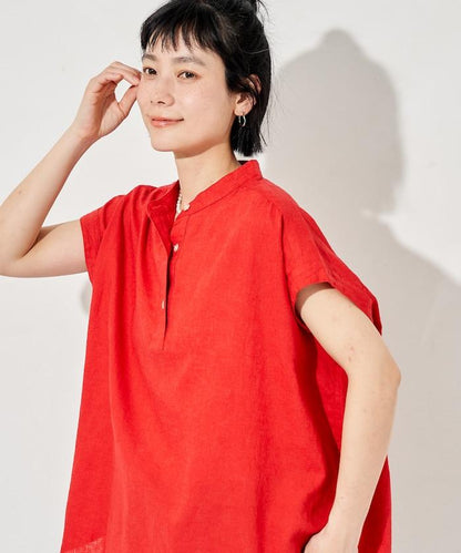 亞麻混紡 V領開襟襯衫（可成套搭配）