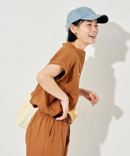亞麻混紡 V領開襟襯衫（可成套搭配）