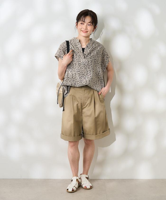 亞麻混紡 V領開襟襯衫（可成套搭配）