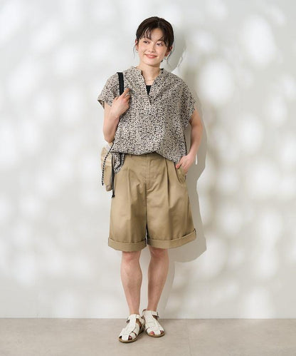 亞麻混紡 V領開襟襯衫（可成套搭配）