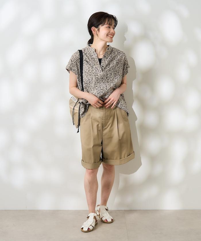亞麻混紡 V領開襟襯衫（可成套搭配）
