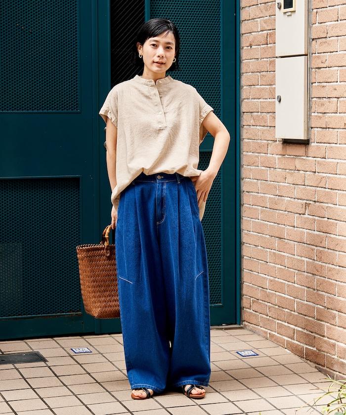 亞麻混紡 V領開襟襯衫（可成套搭配）