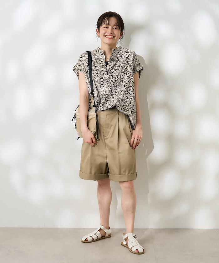 亞麻混紡 V領開襟襯衫（可成套搭配）