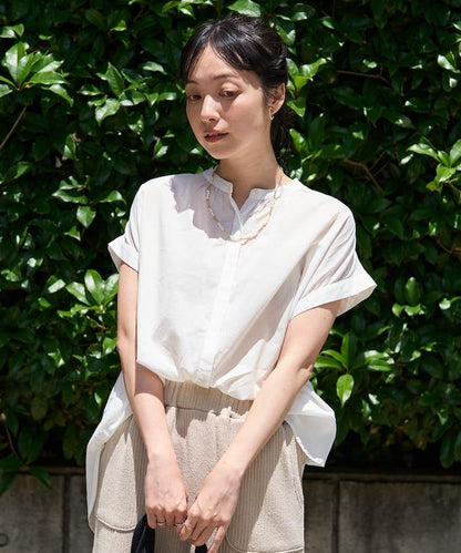 法式短袖 印度薄紗 女襯衫