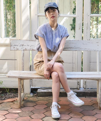法式短袖 印度薄紗 女襯衫