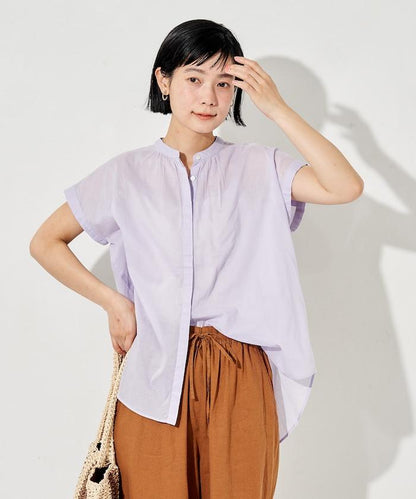 法式短袖 印度薄紗 女襯衫