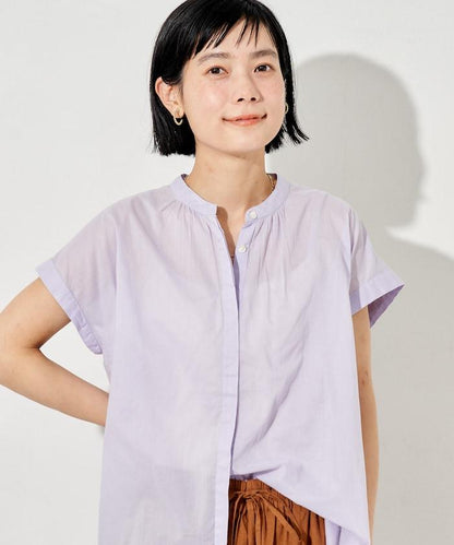 法式短袖 印度薄紗 女襯衫