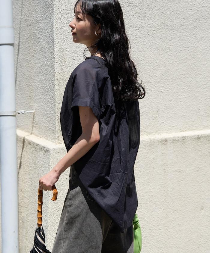 法式短袖 印度薄紗 女襯衫
