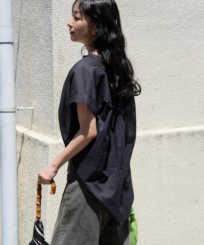 法式短袖 印度薄紗 女襯衫