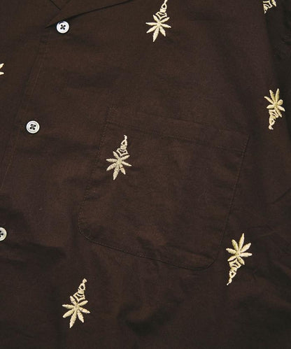 インド製 総柄 刺繍 リラックスフィット オープンカラーシャツ ショートスリーブ