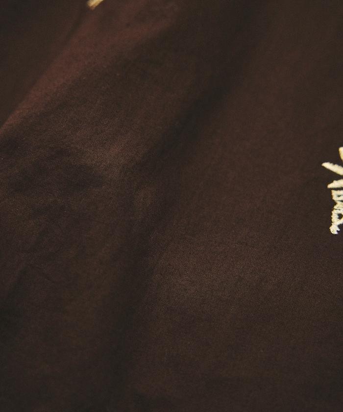 インド製 総柄 刺繍 リラックスフィット オープンカラーシャツ ショートスリーブ