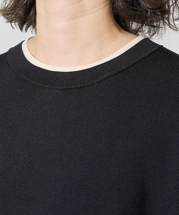 清涼觸感配色層次感短袖針織套頭上衣
