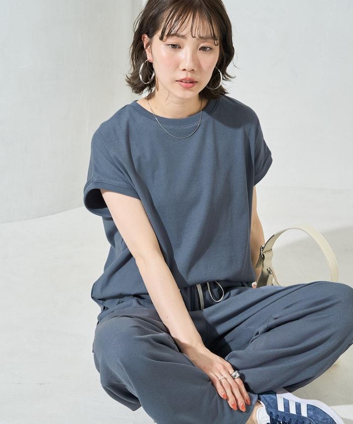 高捻法式短袖T恤闊腿褲套裝