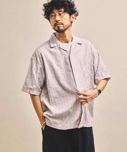 開領短袖 格紋 泡泡紗 襯衫 聯名款