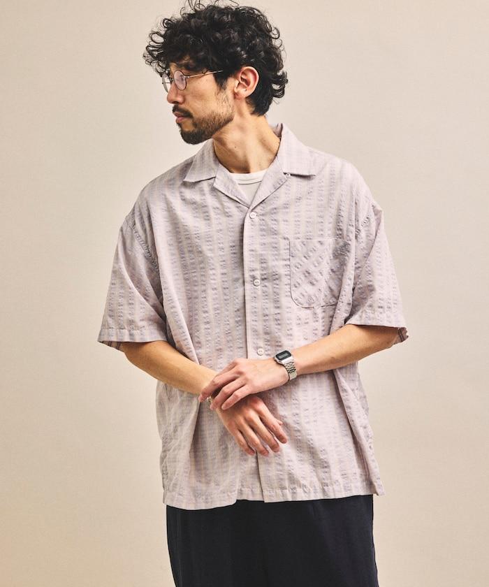 開領短袖 格紋 泡泡紗 襯衫 聯名款