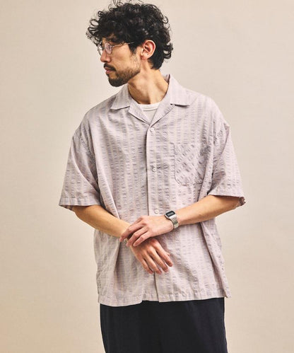 開領短袖 格紋 泡泡紗 襯衫 聯名款