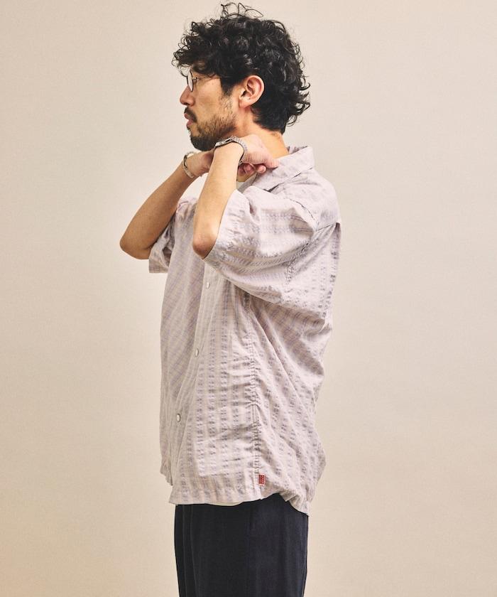 開領短袖 格紋 泡泡紗 襯衫 聯名款