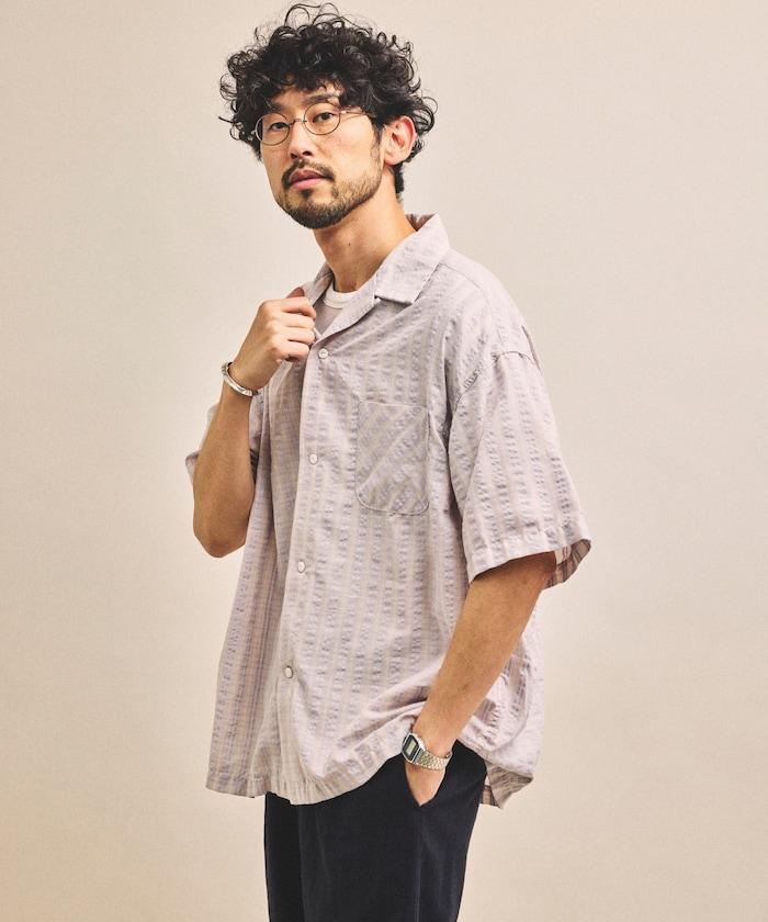 開領短袖 格紋 泡泡紗 襯衫 聯名款