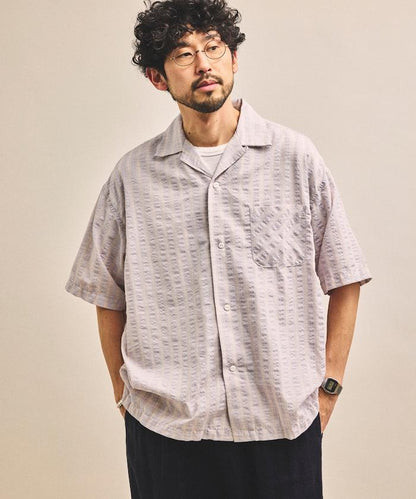 開領短袖 格紋 泡泡紗 襯衫 聯名款